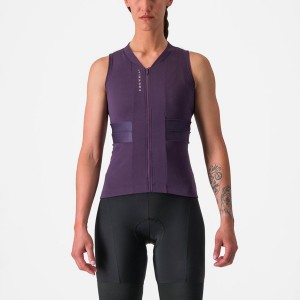 Castelli ANIMA 4 SLEEVELESS Jersey Dames Paars Wit | 259387GMF