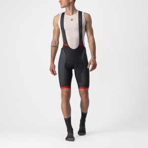 Castelli COMPETIZIONE KIT Korte Broek Met Slabbetje Heren Zwart Rood | 129746QBM