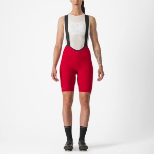 Castelli ESPRESSO W DT Korte Broek Met Slabbetje Dames Rood | 702138PYG