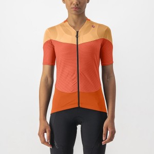 Castelli GRADIENT COLOR BLOCK Jersey Dames Dieprood Oranje Oranje | 308275QGA