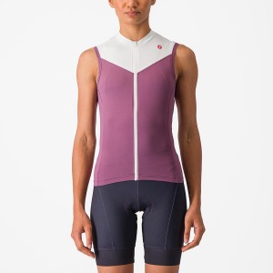 Castelli SOLARIS SLEEVELESS Jersey Dames Dieppaars Wit | 758326HCN