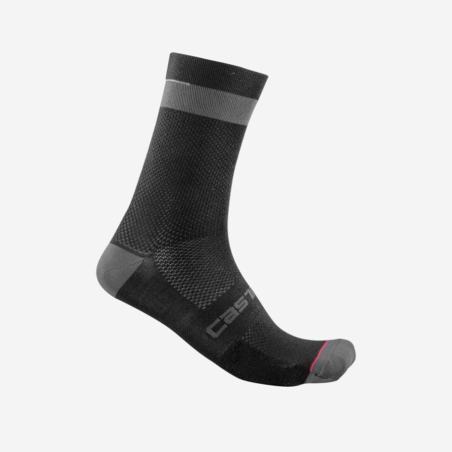 Castelli ALPHA 18 Sokken Heren Zwart Donkergrijs | 301485VZJ