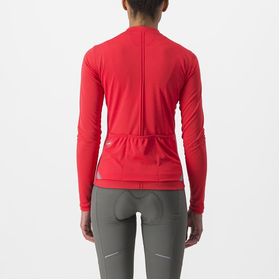 Castelli ANIMA 4 LONG SLEEVE Jersey Dames Rood | 970152ZOK