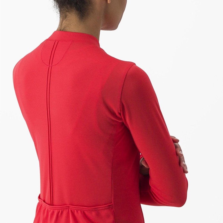 Castelli ANIMA 4 LONG SLEEVE Jersey Dames Rood | 970152ZOK