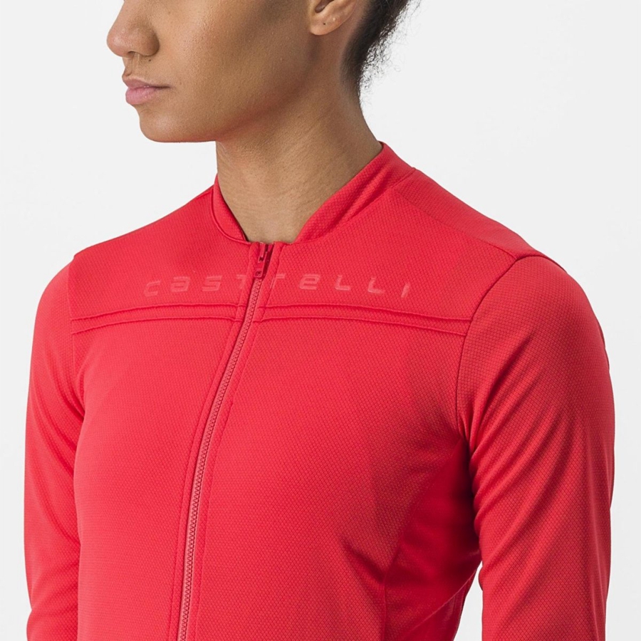 Castelli ANIMA 4 LONG SLEEVE Jersey Dames Rood | 970152ZOK