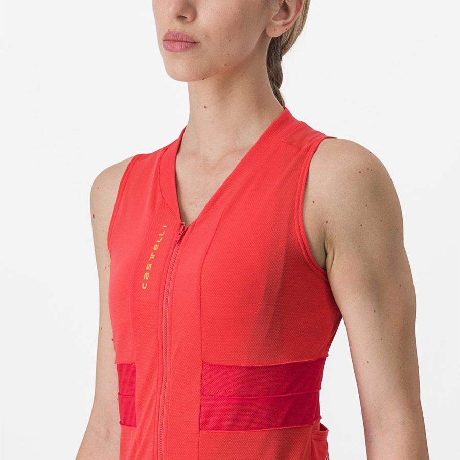 Castelli ANIMA 4 SLEEVELESS Jersey Dames Oranje | 249780YOH