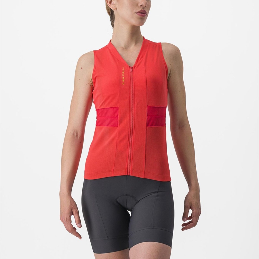 Castelli ANIMA 4 SLEEVELESS Jersey Dames Oranje | 249780YOH