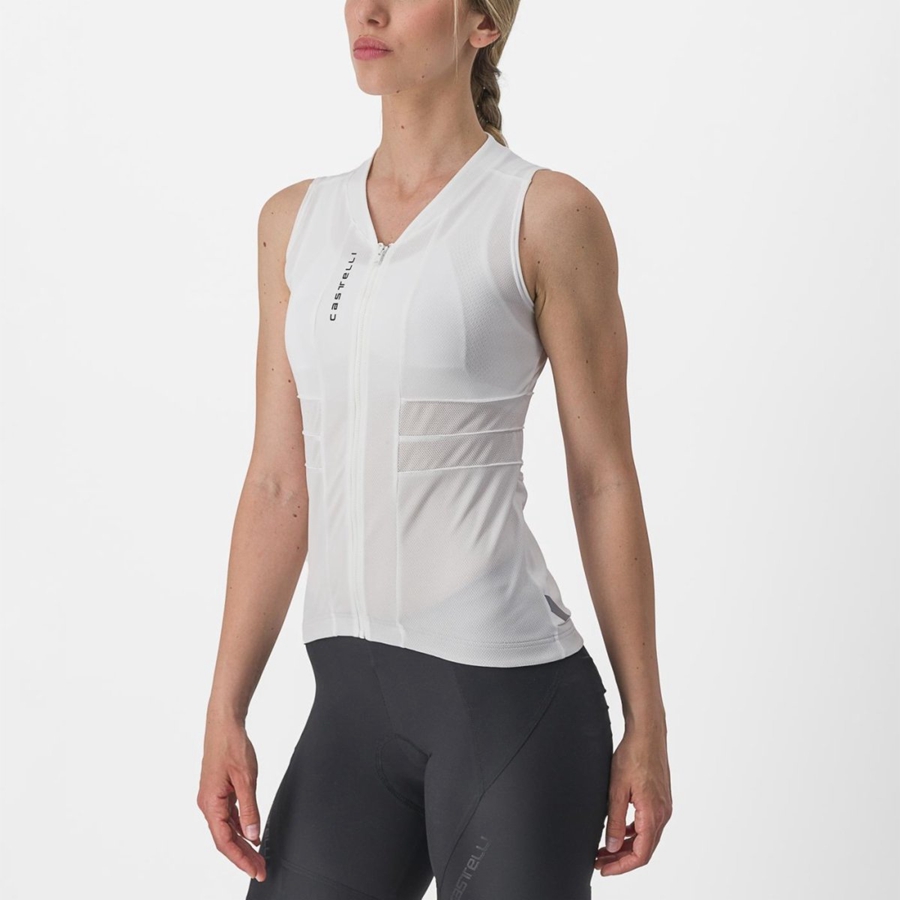 Castelli ANIMA 4 SLEEVELESS Jersey Dames Wit Zwart | 724159RIH