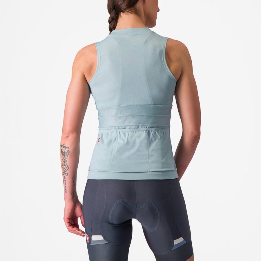 Castelli ANIMA 4 SLEEVELESS Jersey Dames Blauw Donkergrijs Blauw | 609758BIF