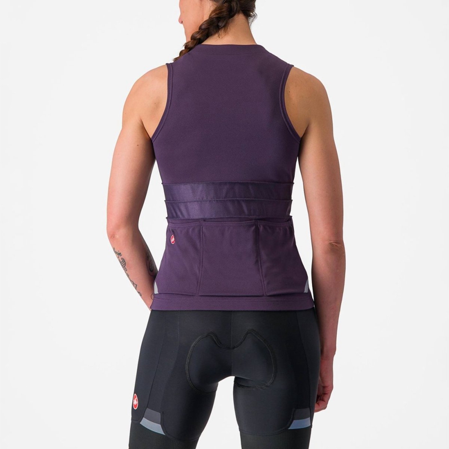 Castelli ANIMA 4 SLEEVELESS Jersey Dames Paars Wit | 259387GMF