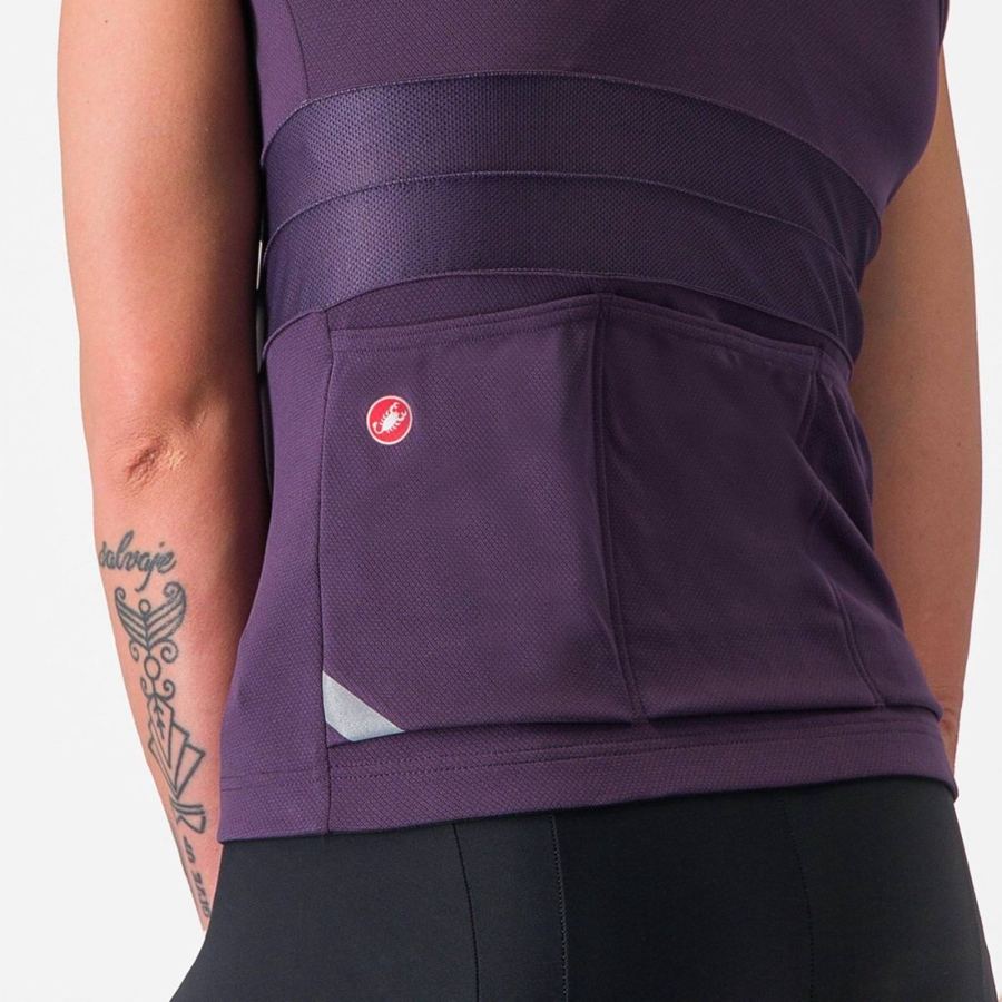 Castelli ANIMA 4 SLEEVELESS Jersey Dames Paars Wit | 259387GMF