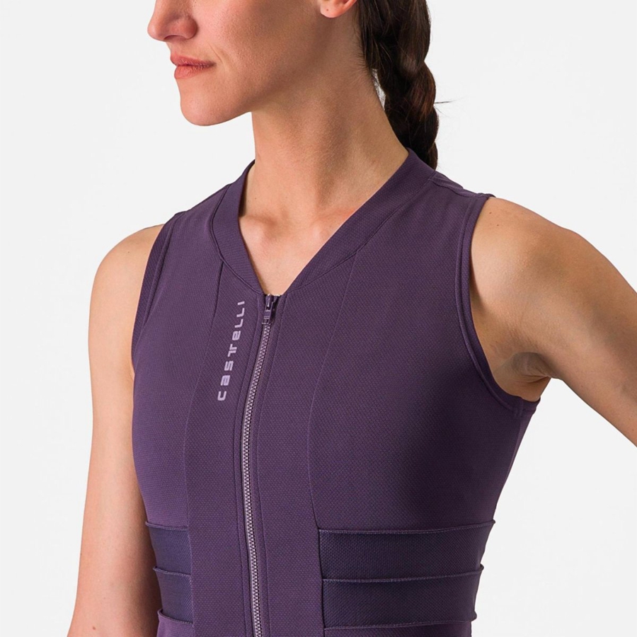 Castelli ANIMA 4 SLEEVELESS Jersey Dames Paars Wit | 259387GMF