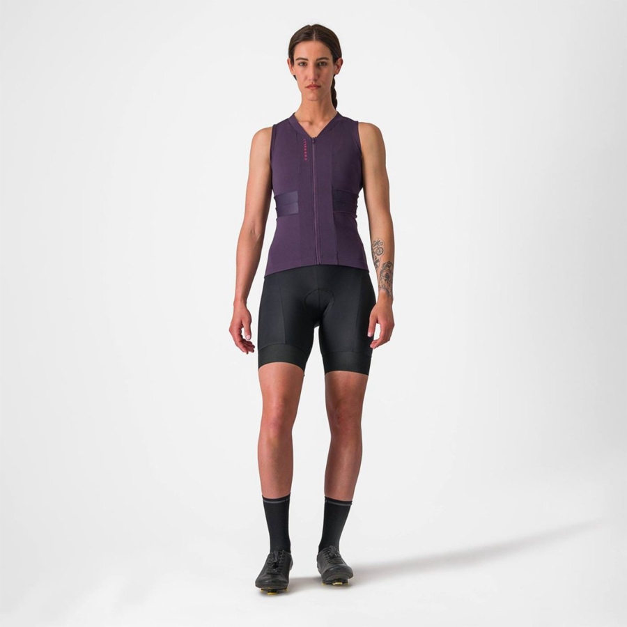 Castelli ANIMA 4 SLEEVELESS Jersey Dames Paars Wit | 259387GMF