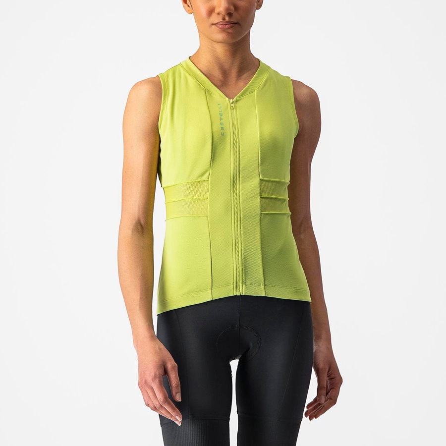 Castelli ANIMA 4 SLEEVELESS Jersey Dames Lichtgroen | 397418CMV