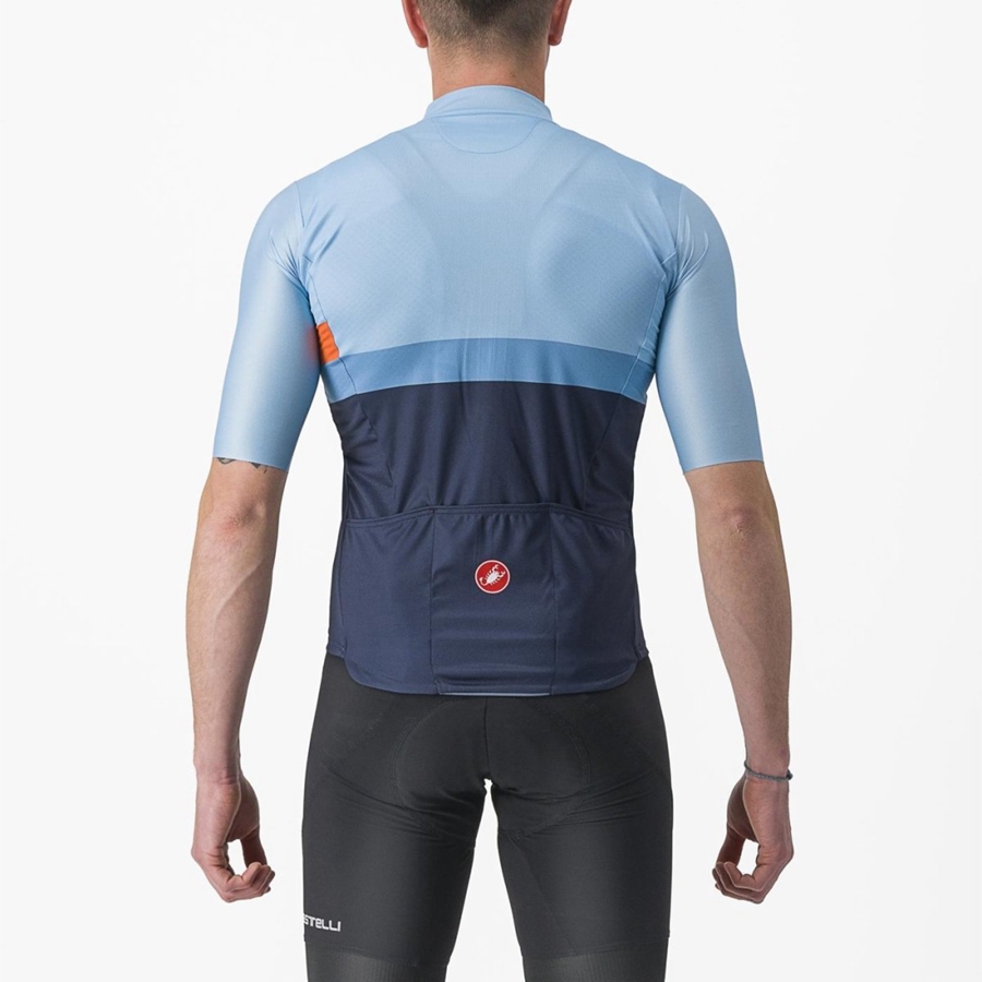 Castelli A BLOCCO Jersey Heren Blauw Dieprood Oranje | 263740RIN