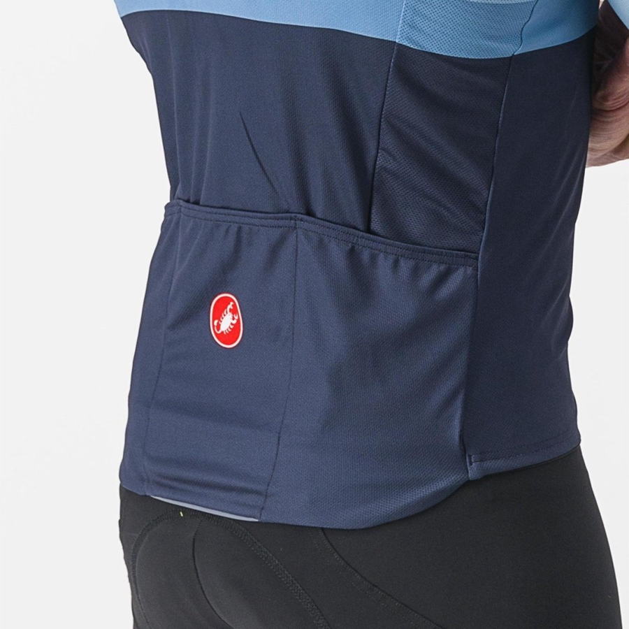 Castelli A BLOCCO Jersey Heren Blauw Dieprood Oranje | 263740RIN