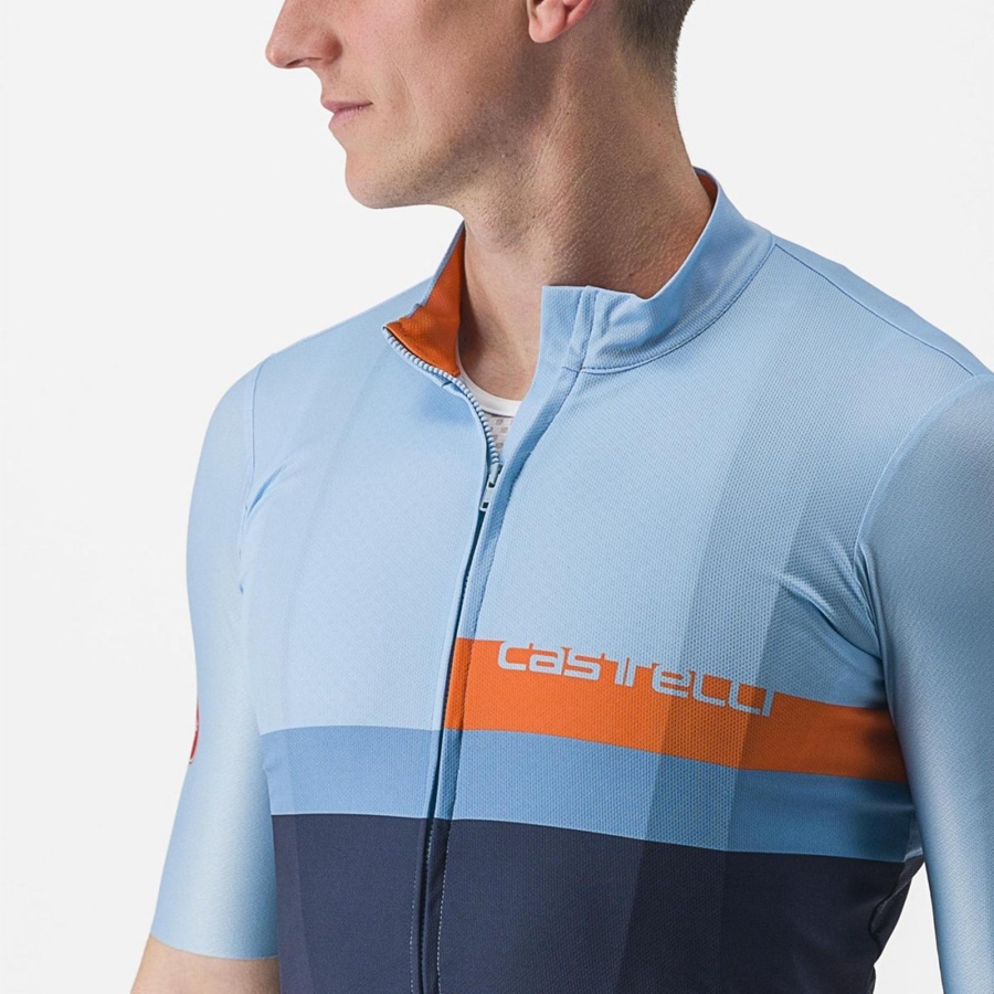 Castelli A BLOCCO Jersey Heren Blauw Dieprood Oranje | 263740RIN