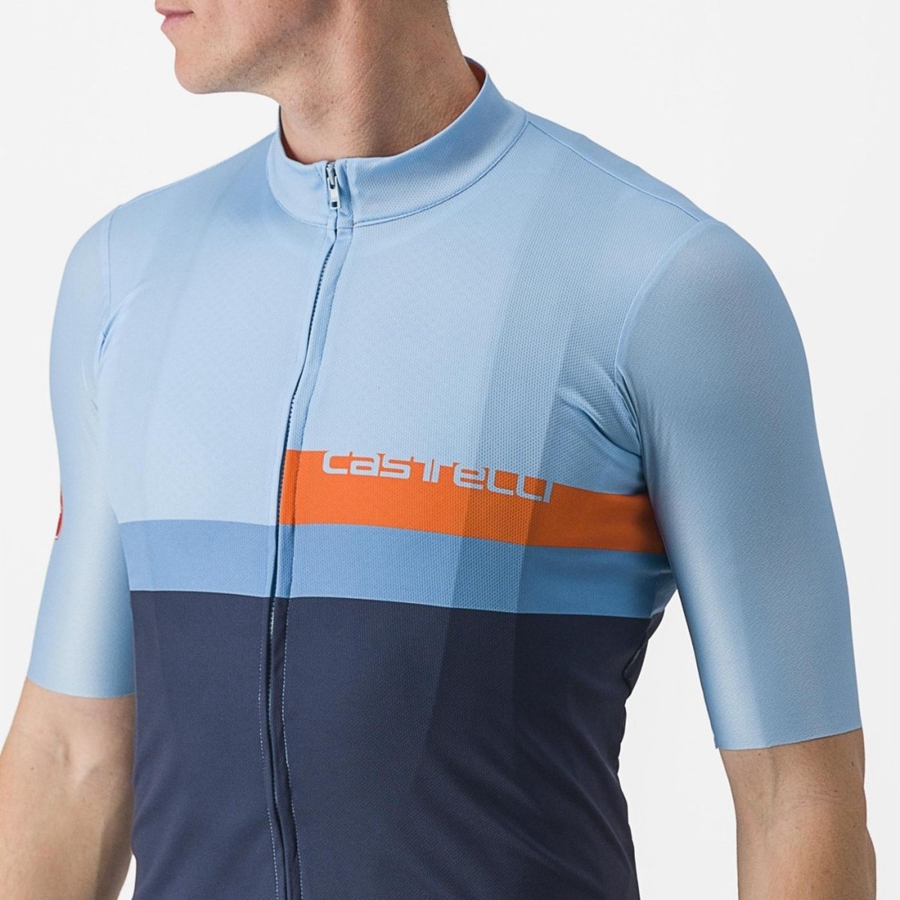 Castelli A BLOCCO Jersey Heren Blauw Dieprood Oranje | 263740RIN