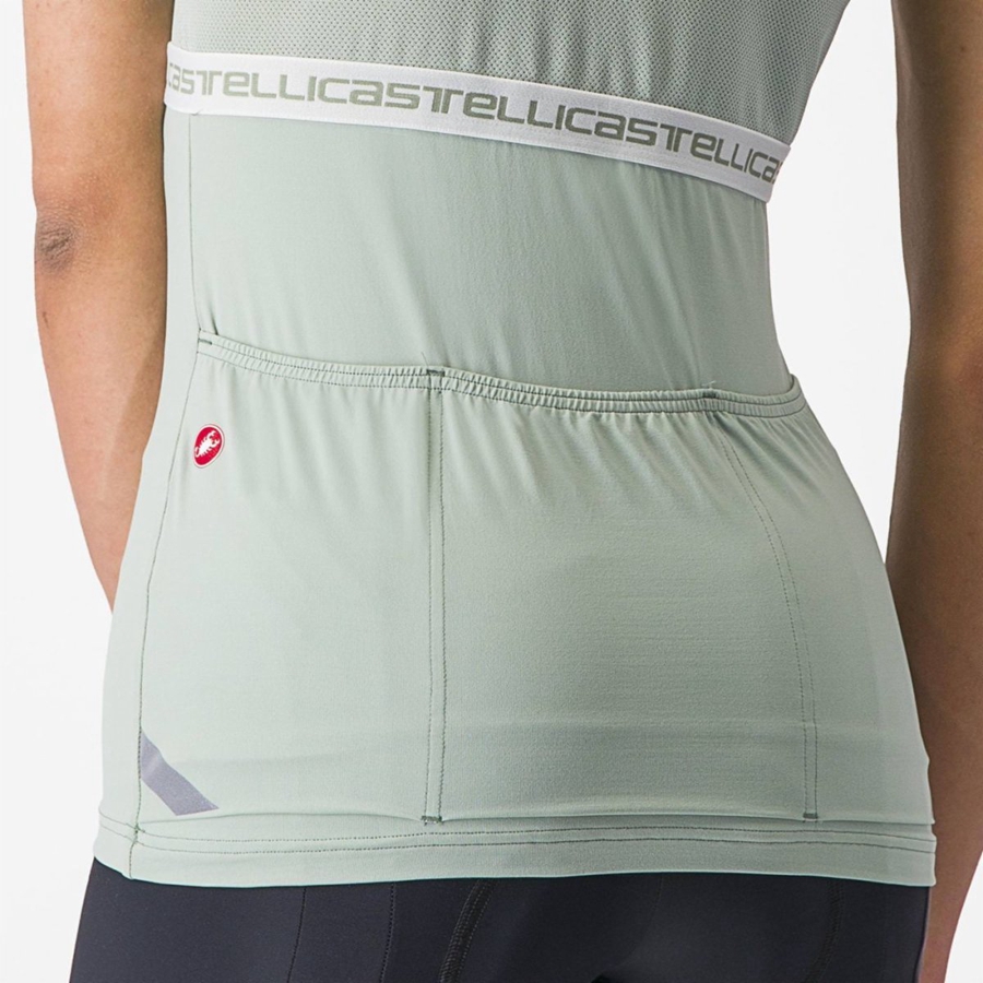 Castelli BAVETTE TOP Jersey Dames Groen Wit | 694385JCU