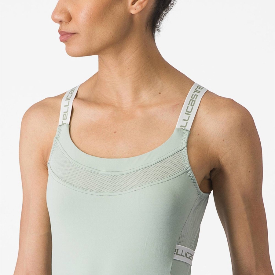 Castelli BAVETTE TOP Jersey Dames Groen Wit | 694385JCU