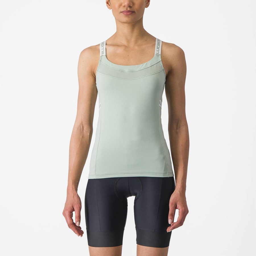 Castelli BAVETTE TOP Jersey Dames Groen Wit | 694385JCU