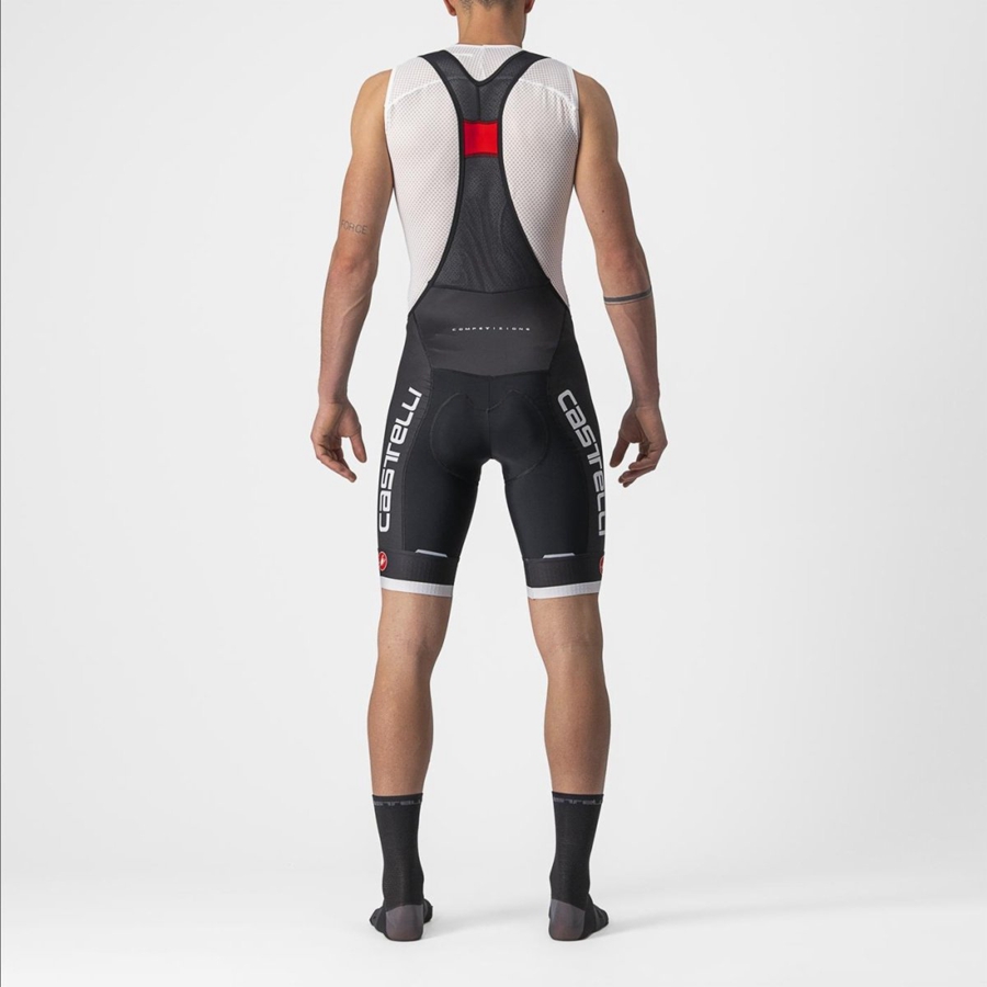 Castelli COMPETIZIONE KIT Korte Broek Met Slabbetje Heren Zwart Zilver Grijs | 596810WVY