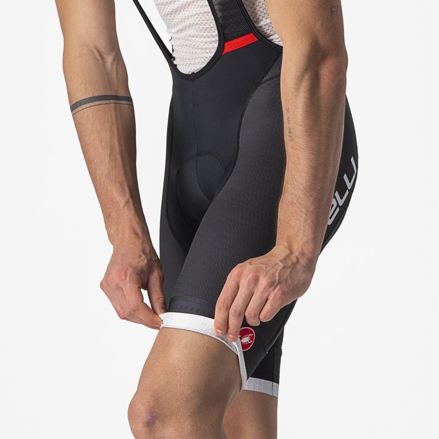 Castelli COMPETIZIONE KIT Korte Broek Met Slabbetje Heren Zwart Zilver Grijs | 596810WVY