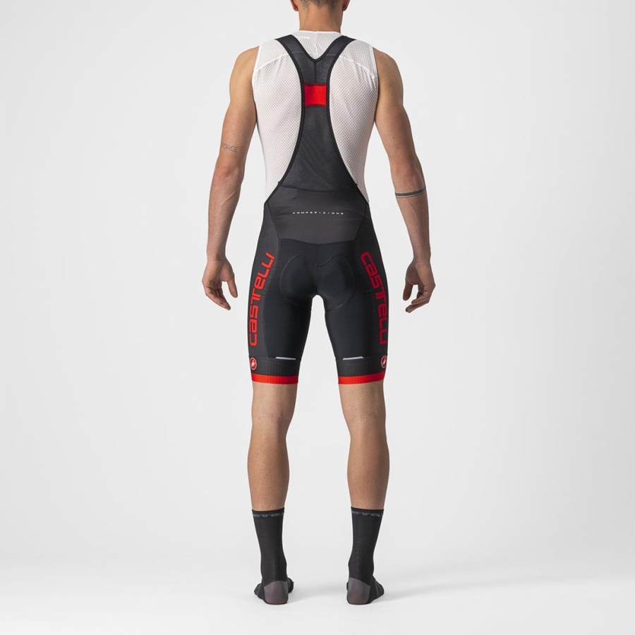 Castelli COMPETIZIONE KIT Korte Broek Met Slabbetje Heren Zwart Rood | 129746QBM