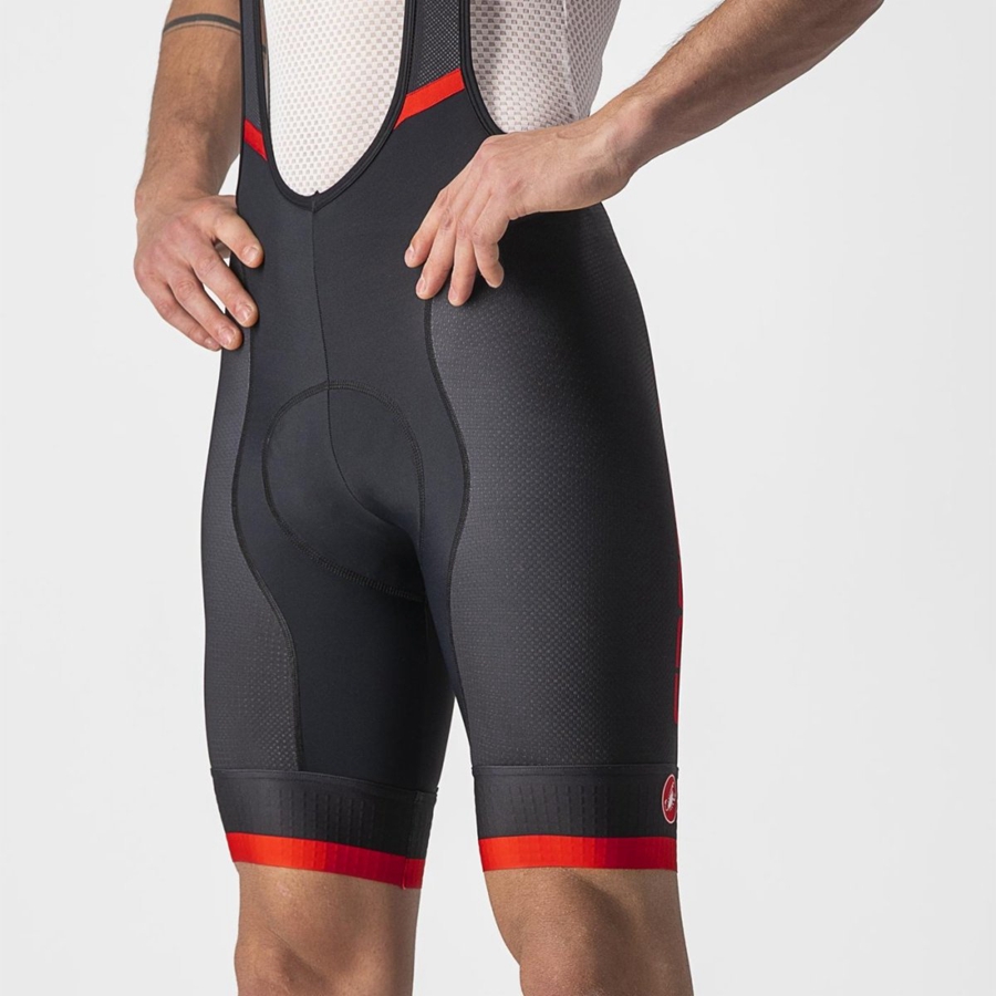 Castelli COMPETIZIONE KIT Korte Broek Met Slabbetje Heren Zwart Rood | 129746QBM