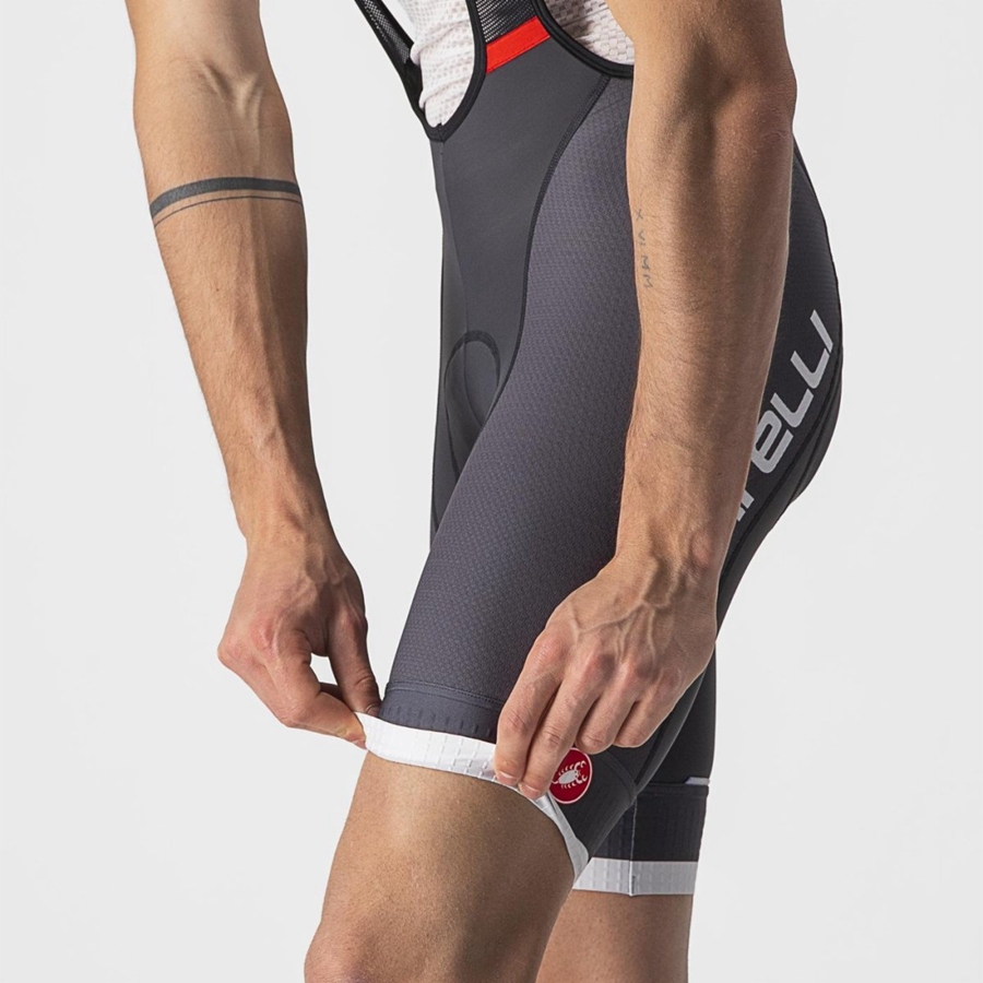 Castelli COMPETIZIONE KIT Korte Broek Met Slabbetje Heren Donkergrijs Zilver Grijs | 631098XFM