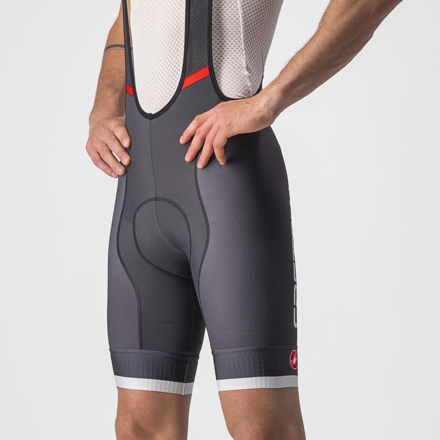 Castelli COMPETIZIONE KIT Korte Broek Met Slabbetje Heren Donkergrijs Zilver Grijs | 631098XFM