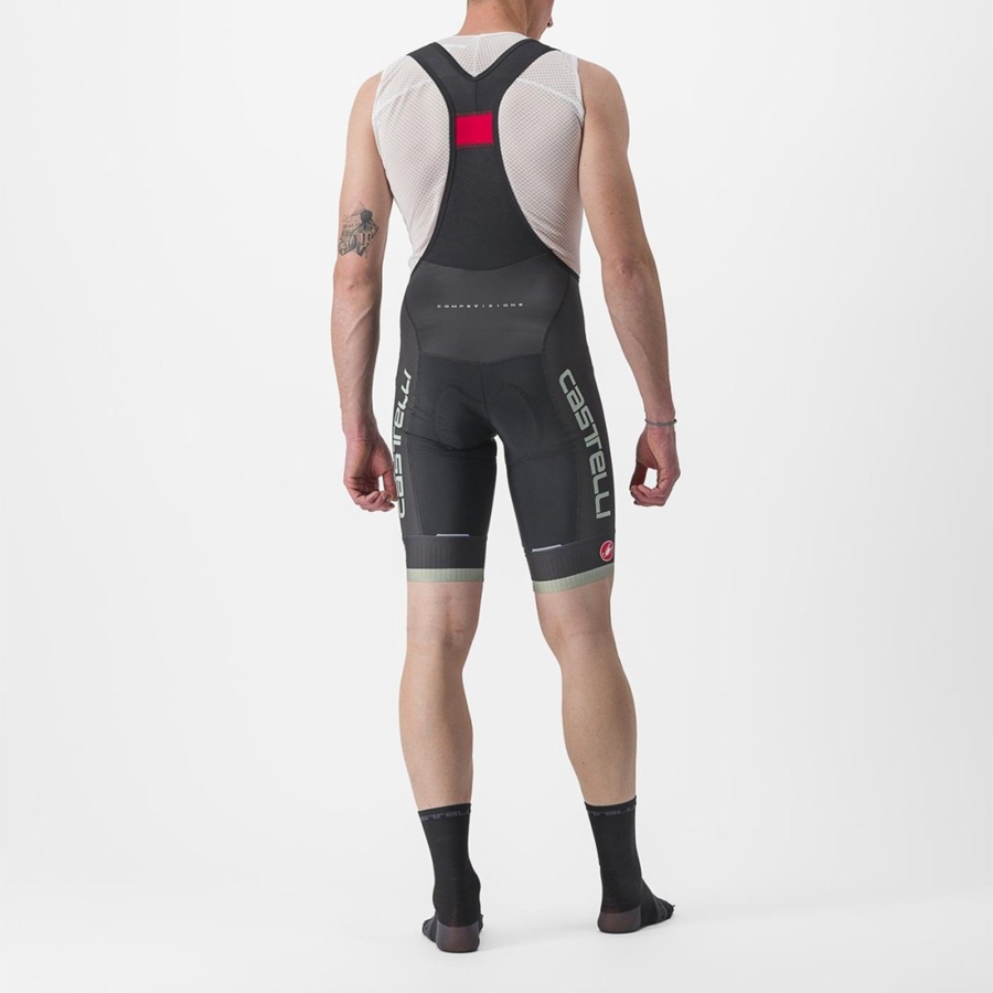 Castelli COMPETIZIONE KIT Korte Broek Met Slabbetje Heren Zwart Groen | 328107CGM