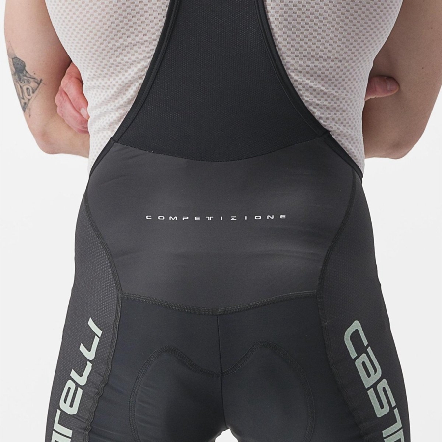 Castelli COMPETIZIONE KIT Korte Broek Met Slabbetje Heren Zwart Groen | 328107CGM