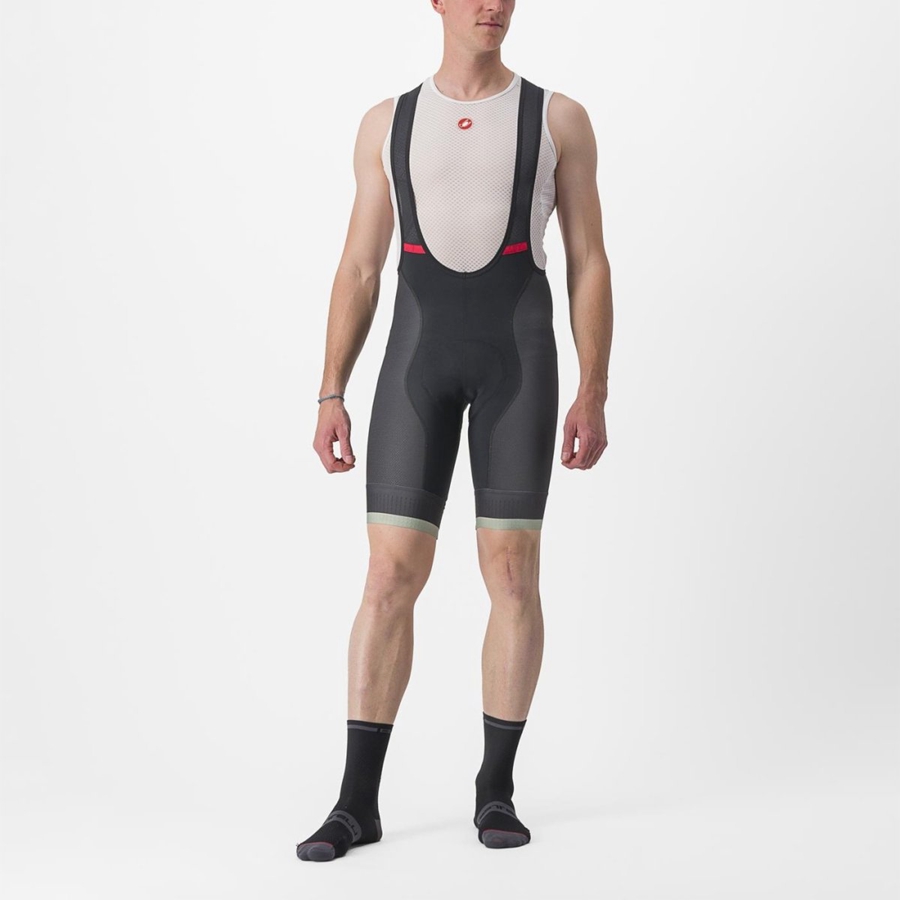 Castelli COMPETIZIONE KIT Korte Broek Met Slabbetje Heren Zwart Groen | 328107CGM