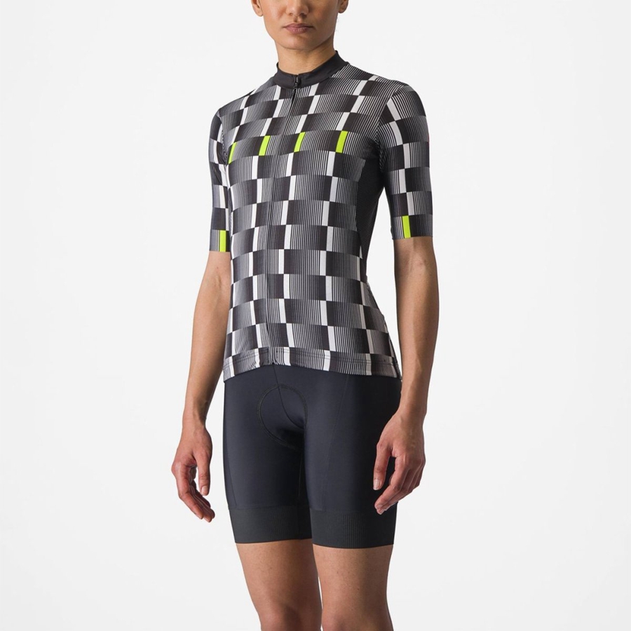 Castelli DIMENSIONE Jersey Dames Zwart Wit Lichtgroen | 817243CAY