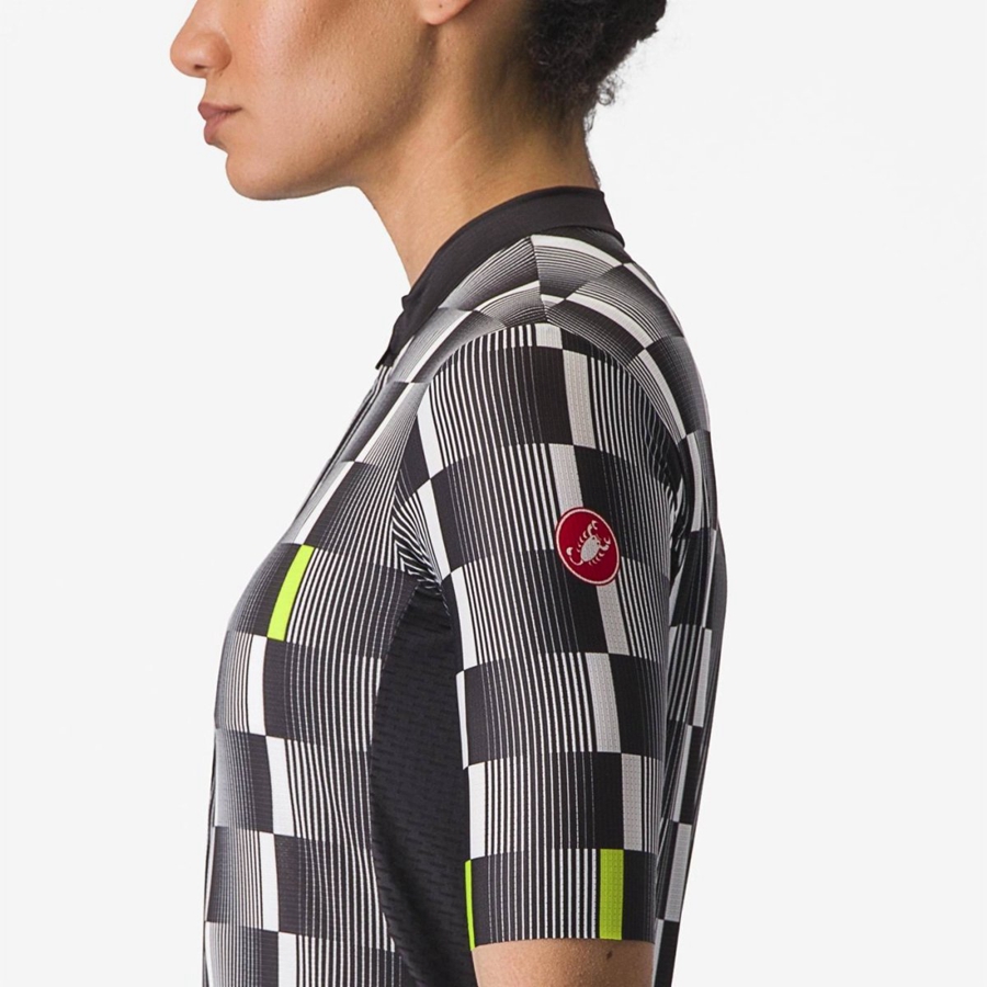 Castelli DIMENSIONE Jersey Dames Zwart Wit Lichtgroen | 817243CAY