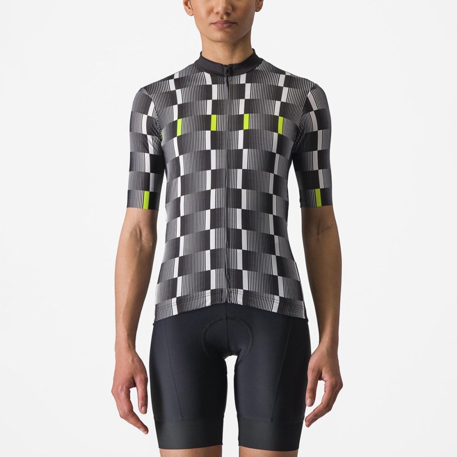 Castelli DIMENSIONE Jersey Dames Zwart Wit Lichtgroen | 817243CAY