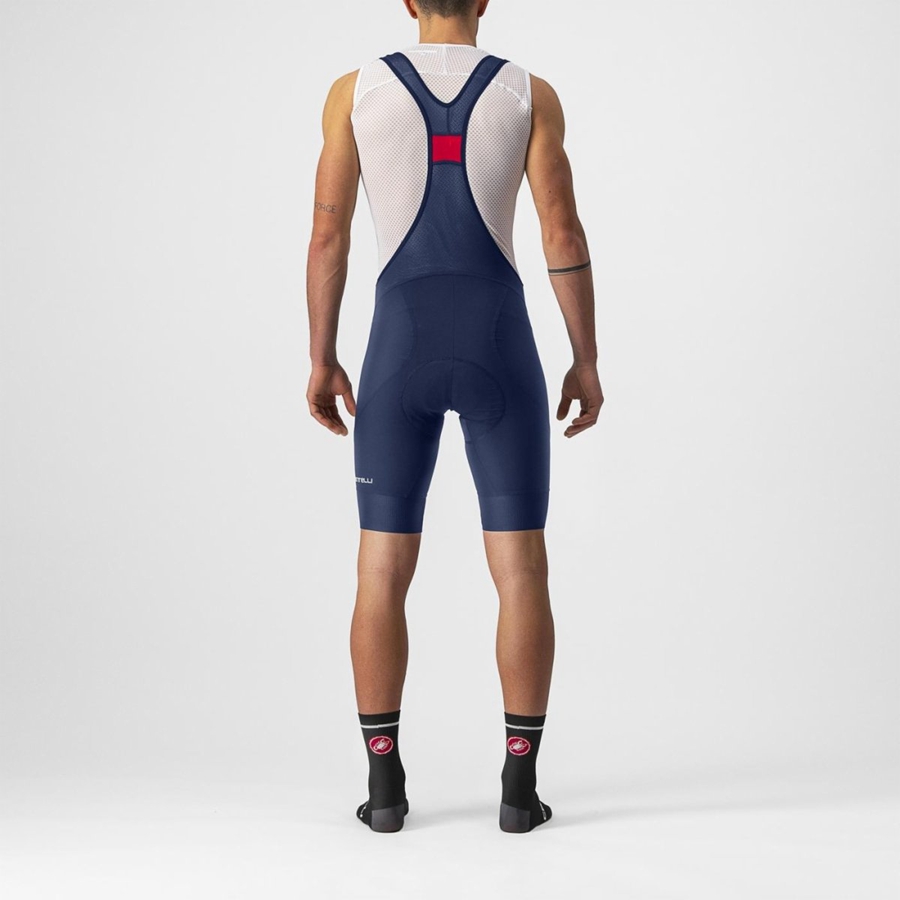 Castelli ENDURANCE 3 Korte Broek Met Slabbetje Heren Blauw | 587390ACW