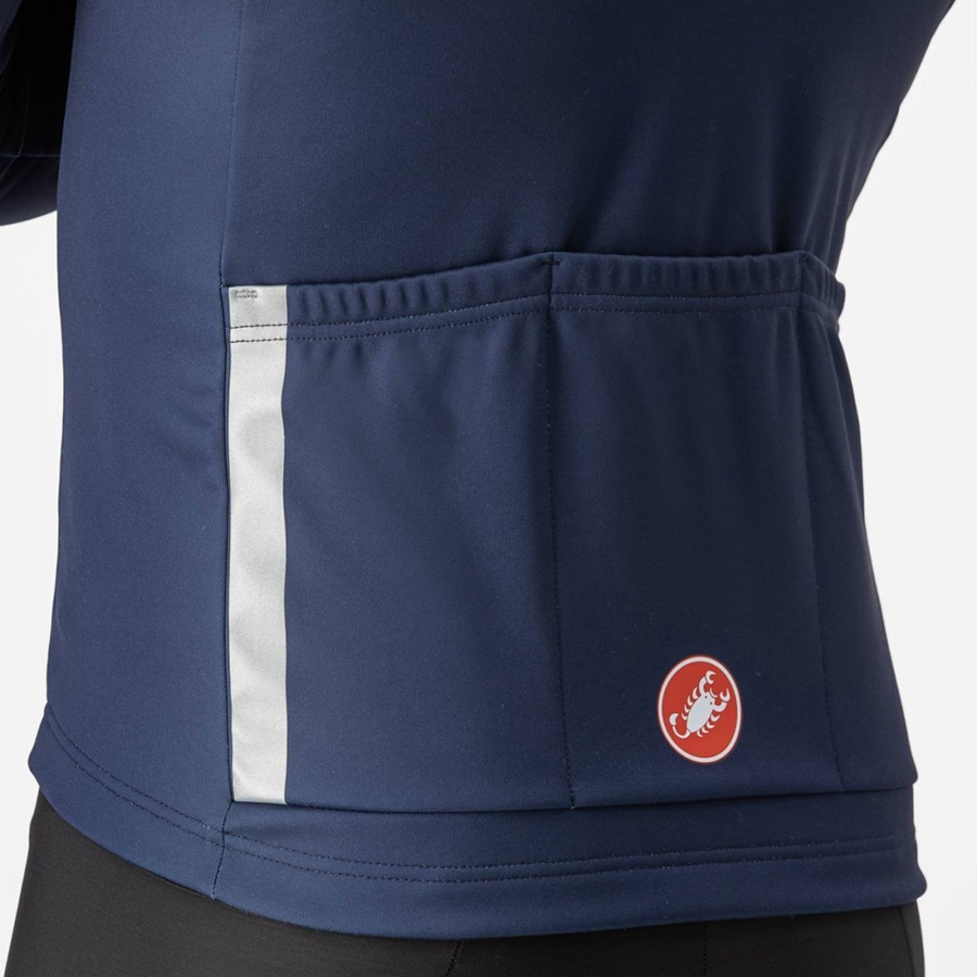 Castelli ENTRATA THERMAL Jersey Heren Blauw Zilver Grijs | 147539MTL