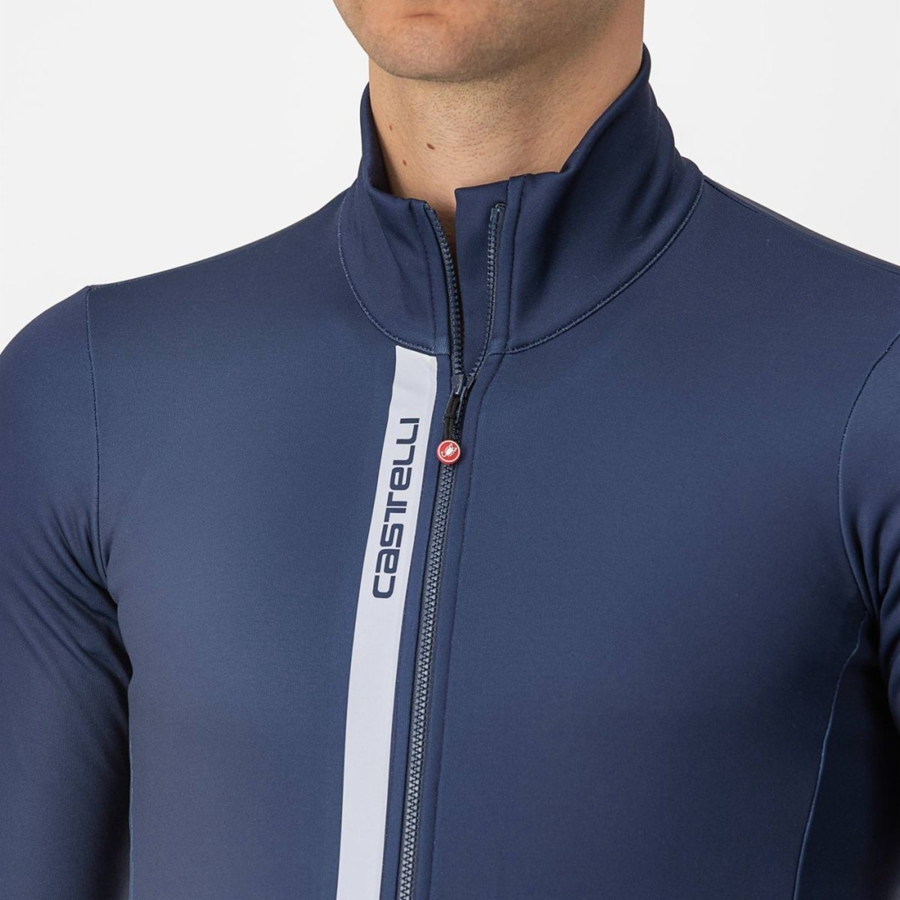 Castelli ENTRATA THERMAL Jersey Heren Blauw Zilver Grijs | 147539MTL