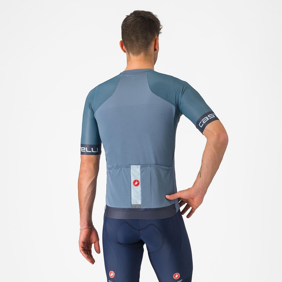 Castelli ENTRATA VI Jersey Heren Lichtgrijs Blauw Donkergrijs | 492870FHY