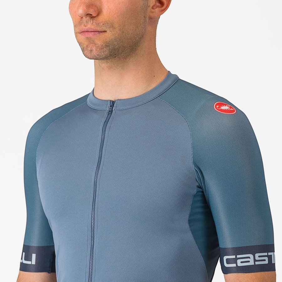 Castelli ENTRATA VI Jersey Heren Lichtgrijs Blauw Donkergrijs | 492870FHY