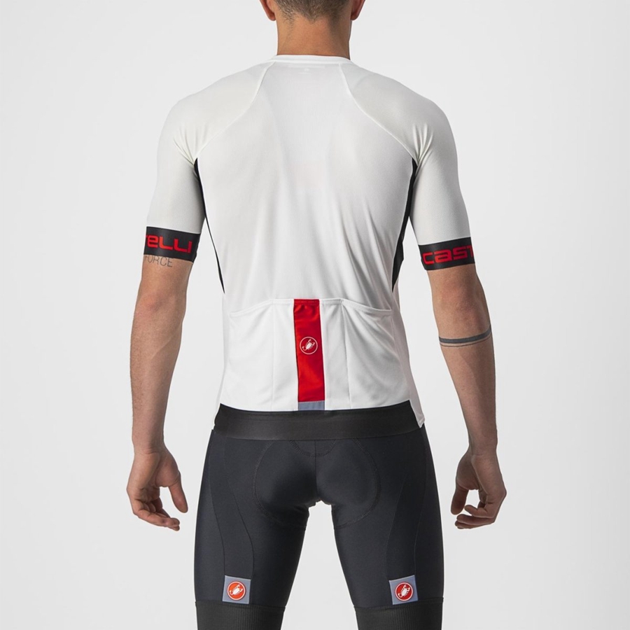 Castelli ENTRATA VI Jersey Heren Wit Zwart Rood | 631890YGT