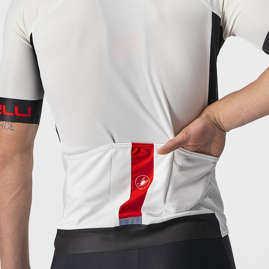 Castelli ENTRATA VI Jersey Heren Wit Zwart Rood | 631890YGT