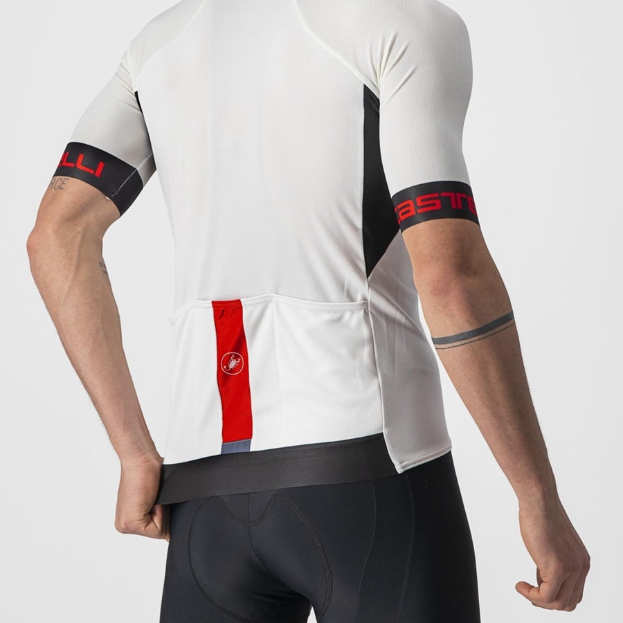 Castelli ENTRATA VI Jersey Heren Wit Zwart Rood | 631890YGT