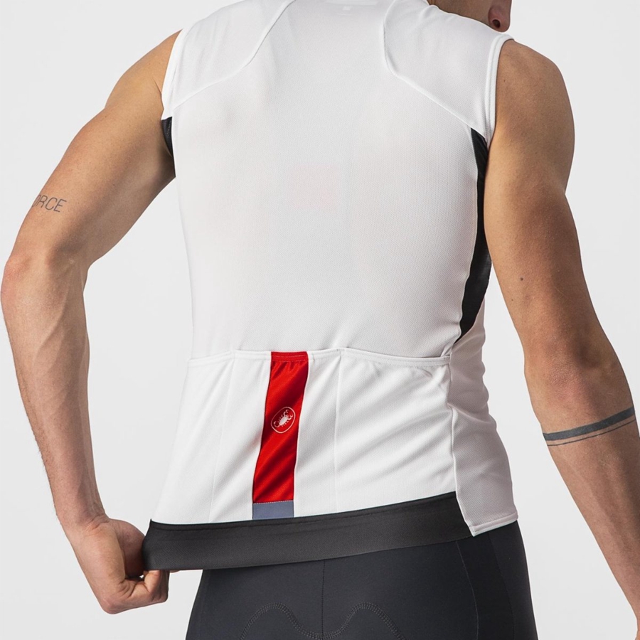 Castelli ENTRATA VI SLEEVELESS Jersey Heren Wit Zwart Rood | 013954LHQ