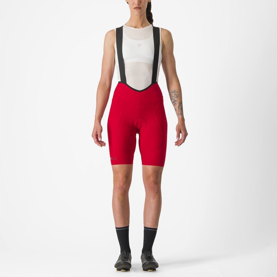 Castelli ESPRESSO W DT Korte Broek Met Slabbetje Dames Rood | 702138PYG