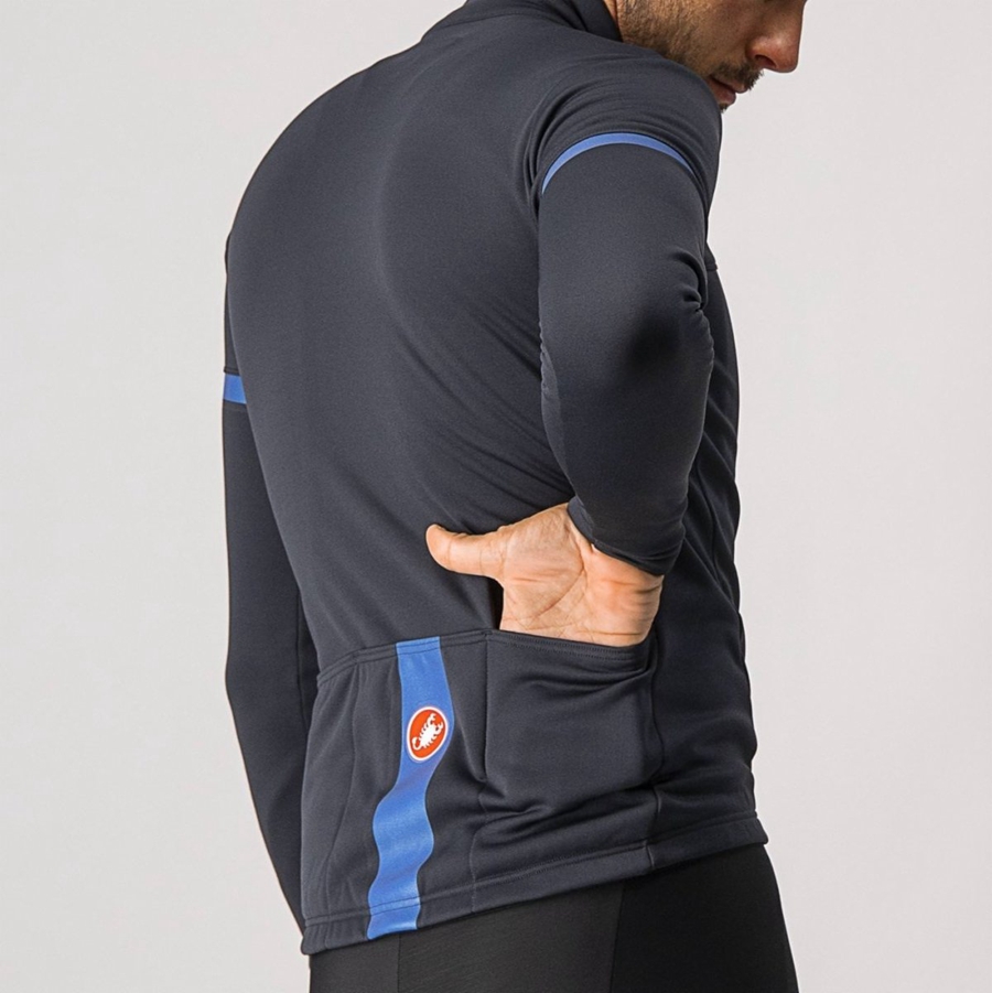 Castelli FONDO 2 FZ Jersey Heren Zwart Blauw | 976508MTQ