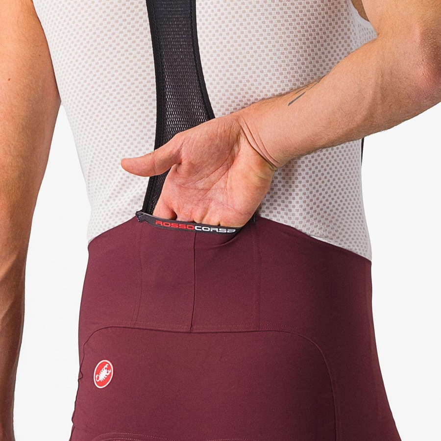 Castelli FREE AERO RC CLASSIC Korte Broek Met Slabbetje Heren Diepbordeaux Wit | 390186WTB