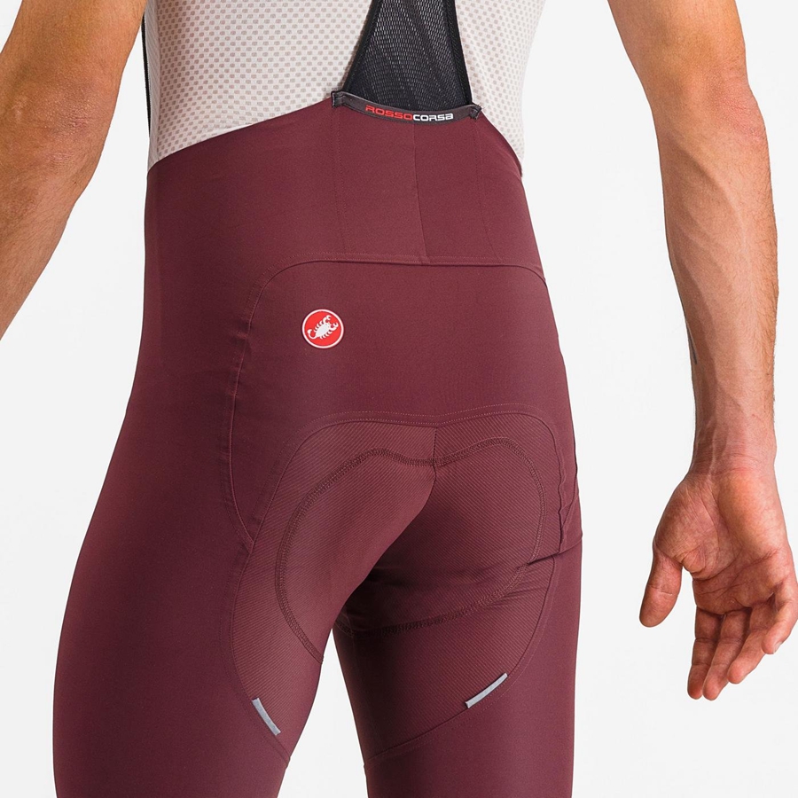 Castelli FREE AERO RC CLASSIC Korte Broek Met Slabbetje Heren Diepbordeaux Wit | 390186WTB